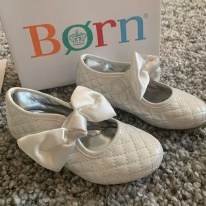 Born Rose Lauri White Leather Toddler Dress Shoes